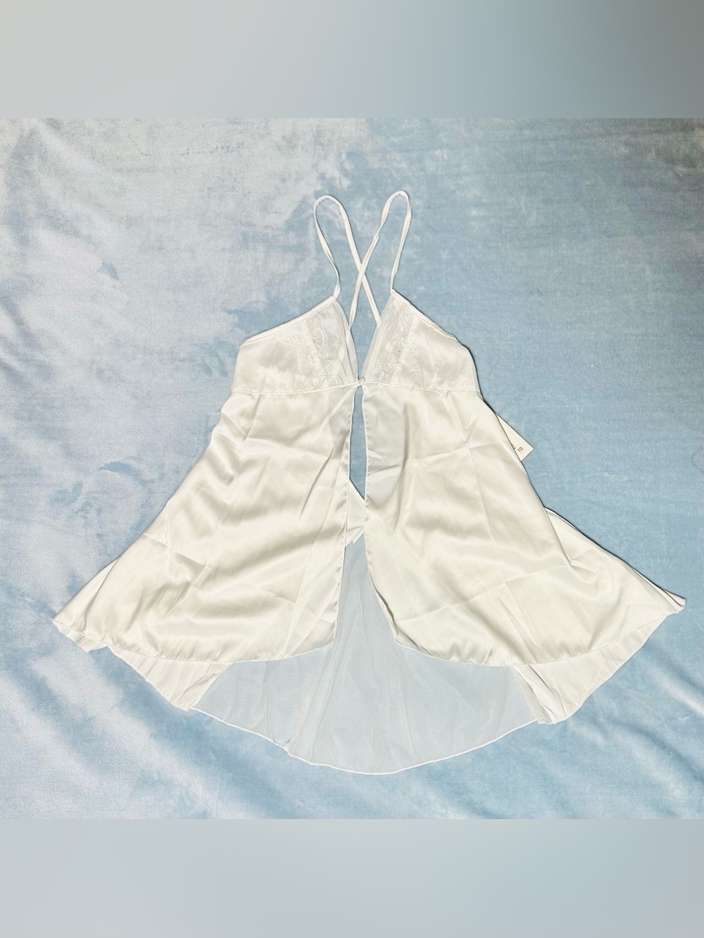 White Lace Chiffon Chemise Lingerie Top New With Tags